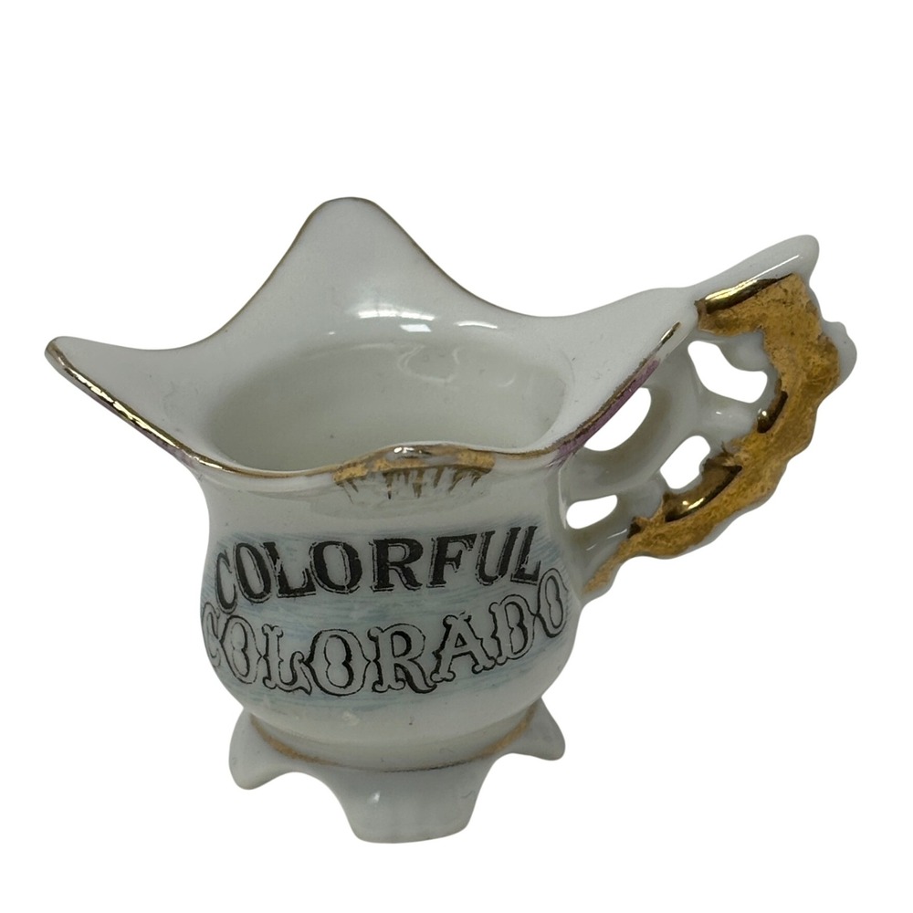 Vintage Colorful Colorado Porcelain Souvenir Decor Gold Trim Mini